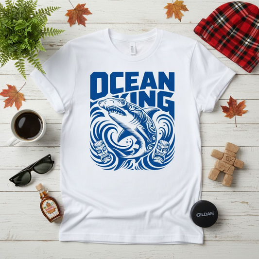 Ocean King - Custom Graphic t-shirt Travel Tee, Tropical beach t-shirt