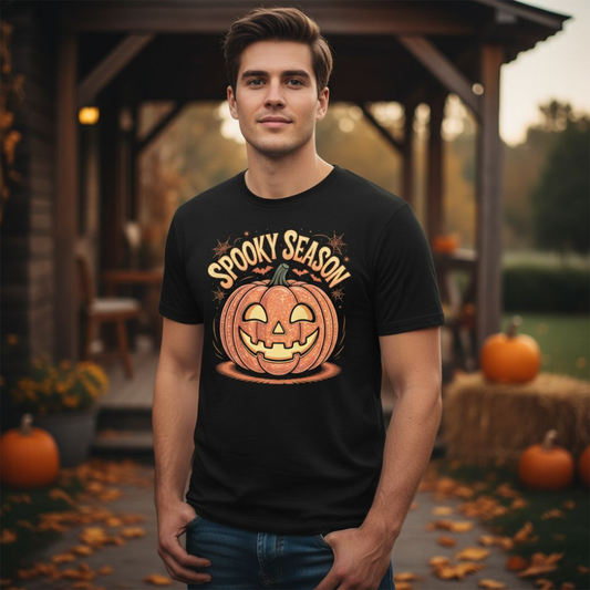 Spooky Season Jack-O'-Lantern Graphic T-Shirt for Halloween
