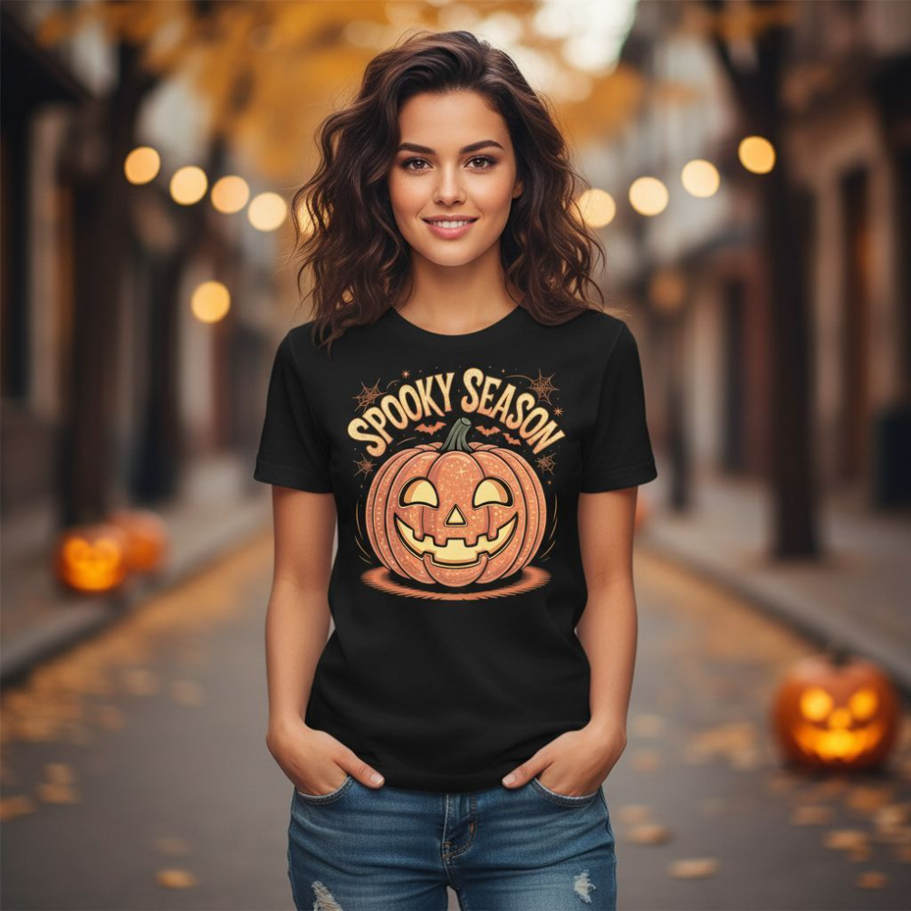 Spooky Season Jack-O'-Lantern Graphic T-Shirt for Halloween