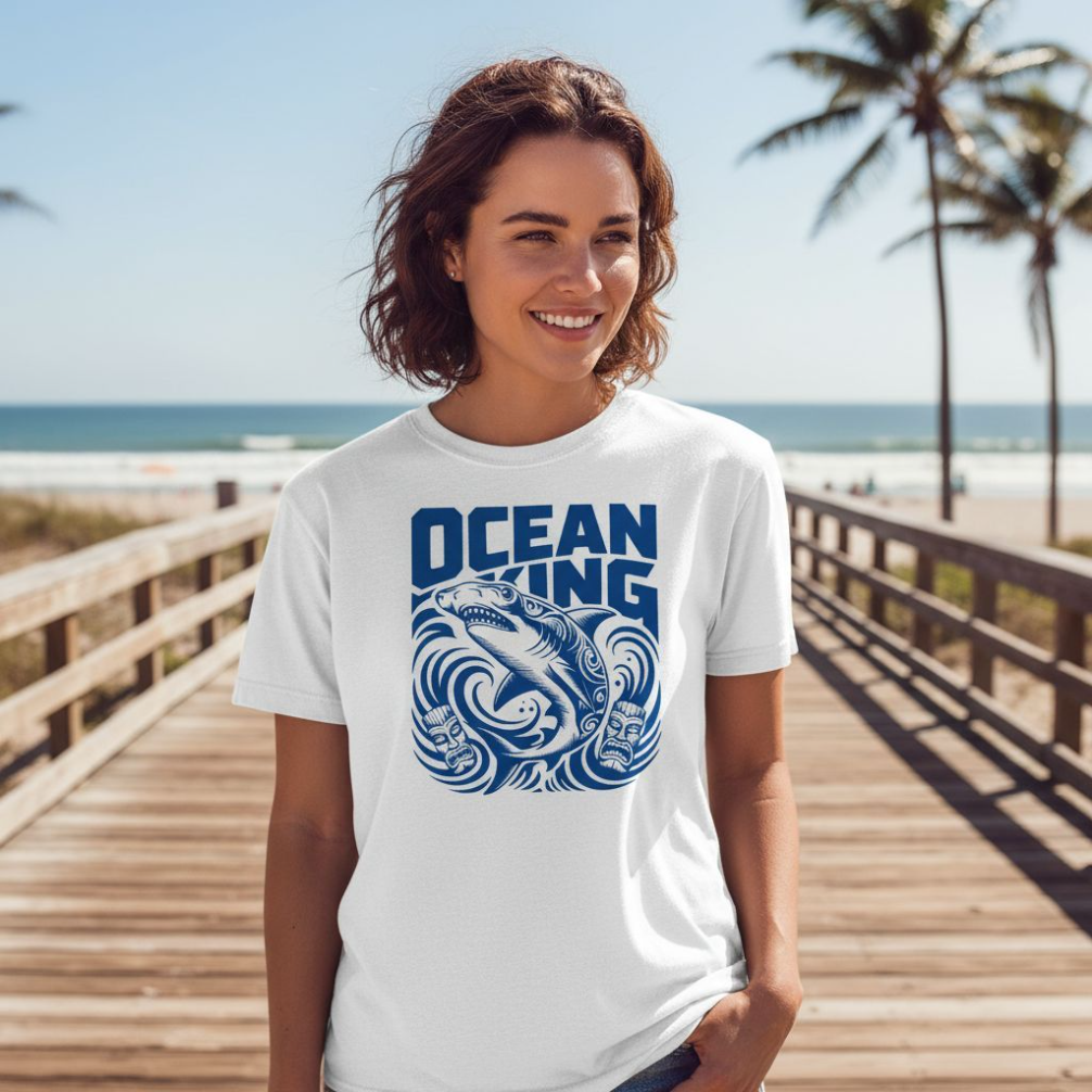 Ocean King - Custom Graphic t-shirt Travel Tee, Tropical beach t-shirt