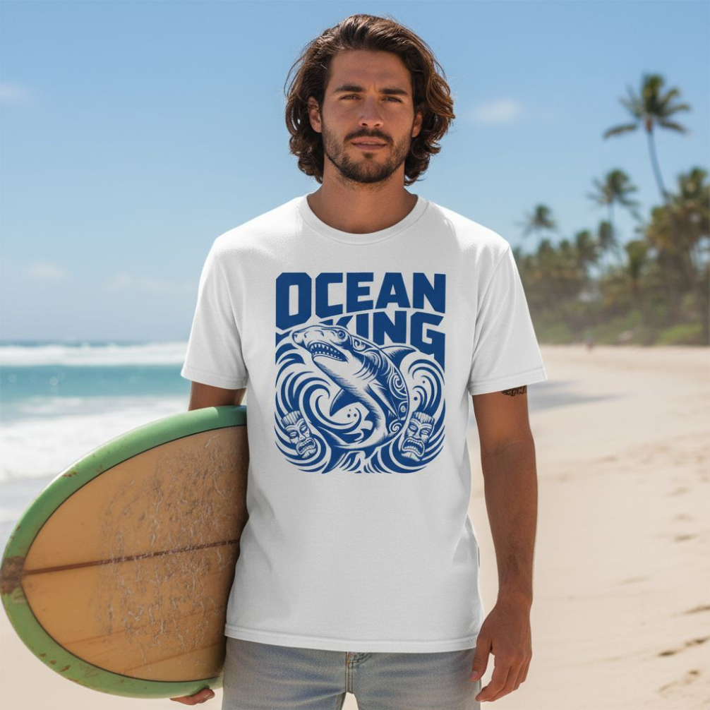 Ocean King - Custom Graphic t-shirt Travel Tee, Tropical beach t-shirt