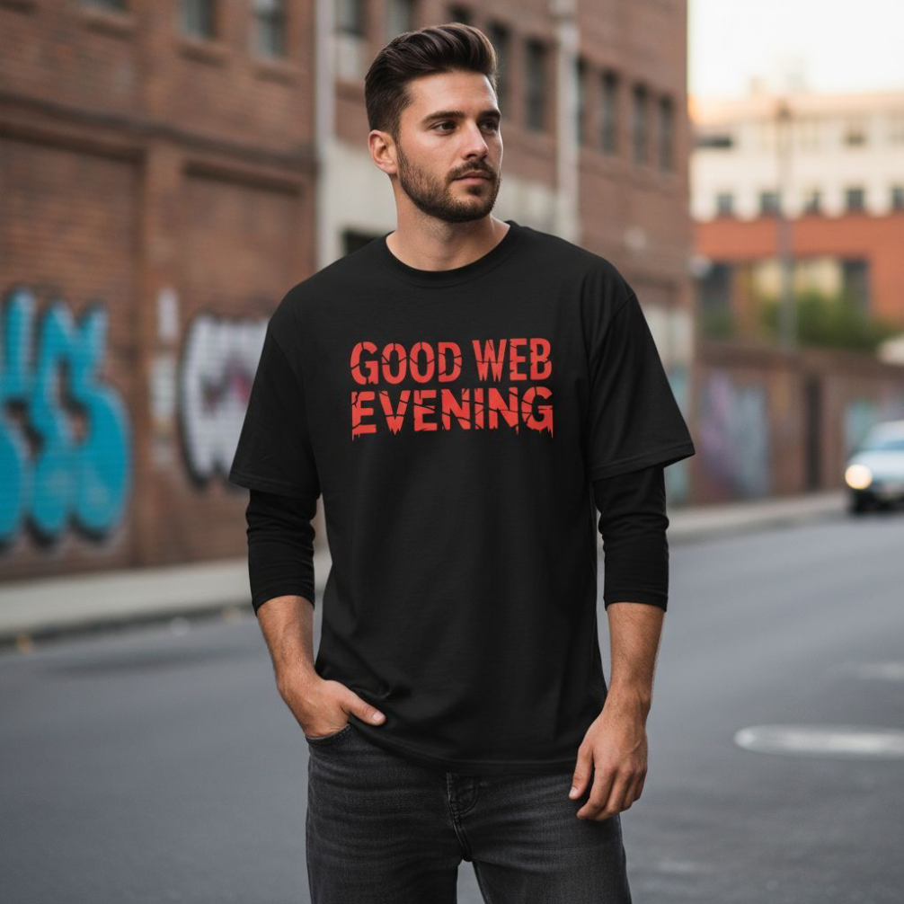 Good Web Evening - Graphic Tee Internet Slang Funny Gothic T-Shirt