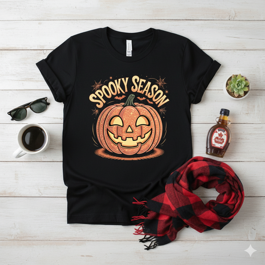 Spooky Season Jack-O'-Lantern Graphic T-Shirt for Halloween